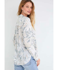 Palm Print Long Sleeve Round Hem - PINK ARROWS