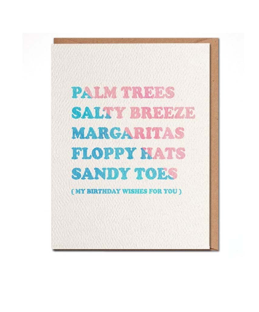 Palm Trees Salty Breeze Birthday Card - miamidrugpossession