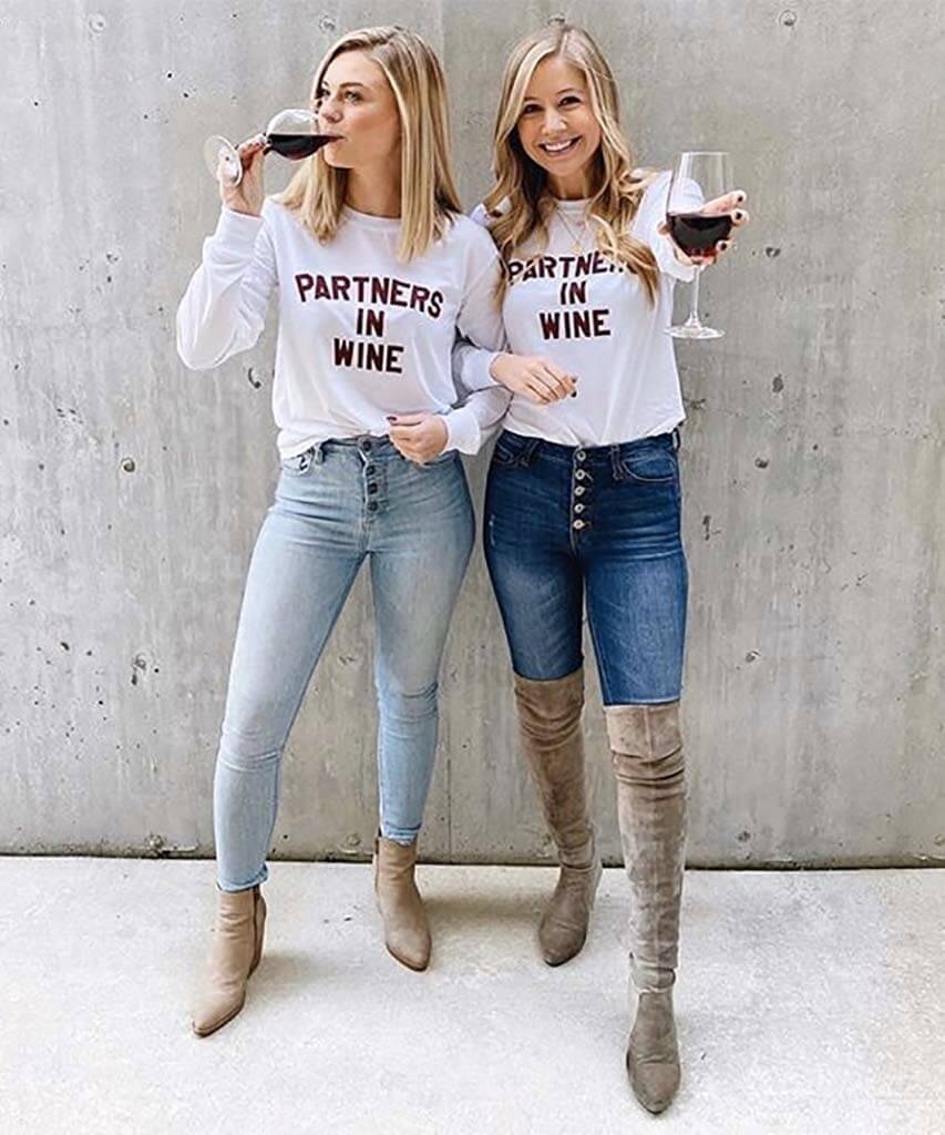 Partners in Wine Long Sleeve White - miamidrugpossession