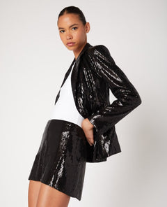 Party Time Shimmer Black Blazer - PINK ARROWS