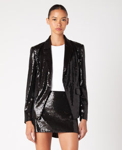 Party Time Shimmer Black Blazer - PINK ARROWS