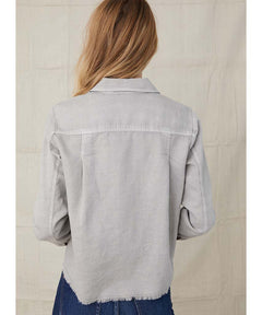 Patch Pocket Fray Hem Shirt Soft Stone - clearpathherbicide