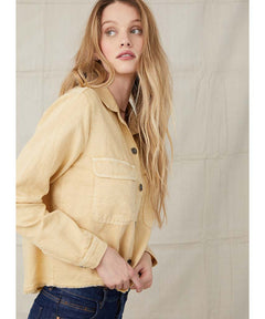 Patch Pocket Fray Hem Shirt Soft Wheat - clearpathherbicide