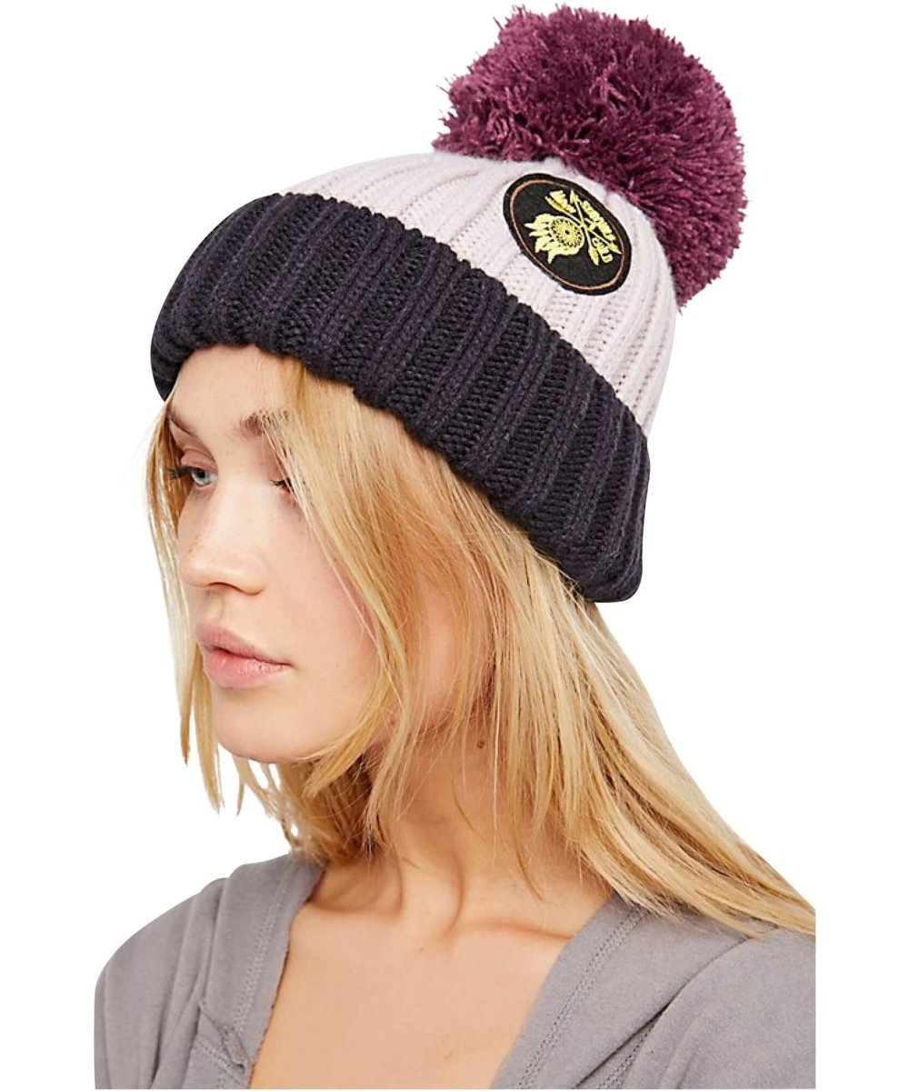 Patched Pom Beanie, Lavender - clearpathherbicide