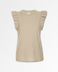 Paulette Ruffle Tank Almond Milk - clearpathherbicide