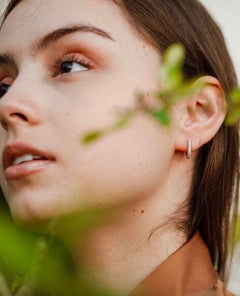 Pave Hoop Silver Earring - PINK ARROWS