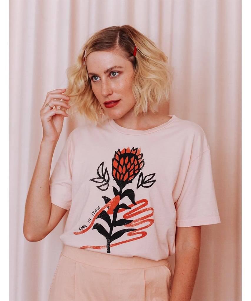 Peace Floral Slouchy Tee - clearpathherbicide