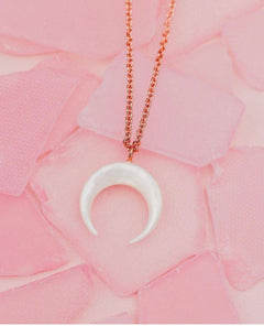 Pearl Crescent Mood Necklace Rose Gold - clearpathherbicide