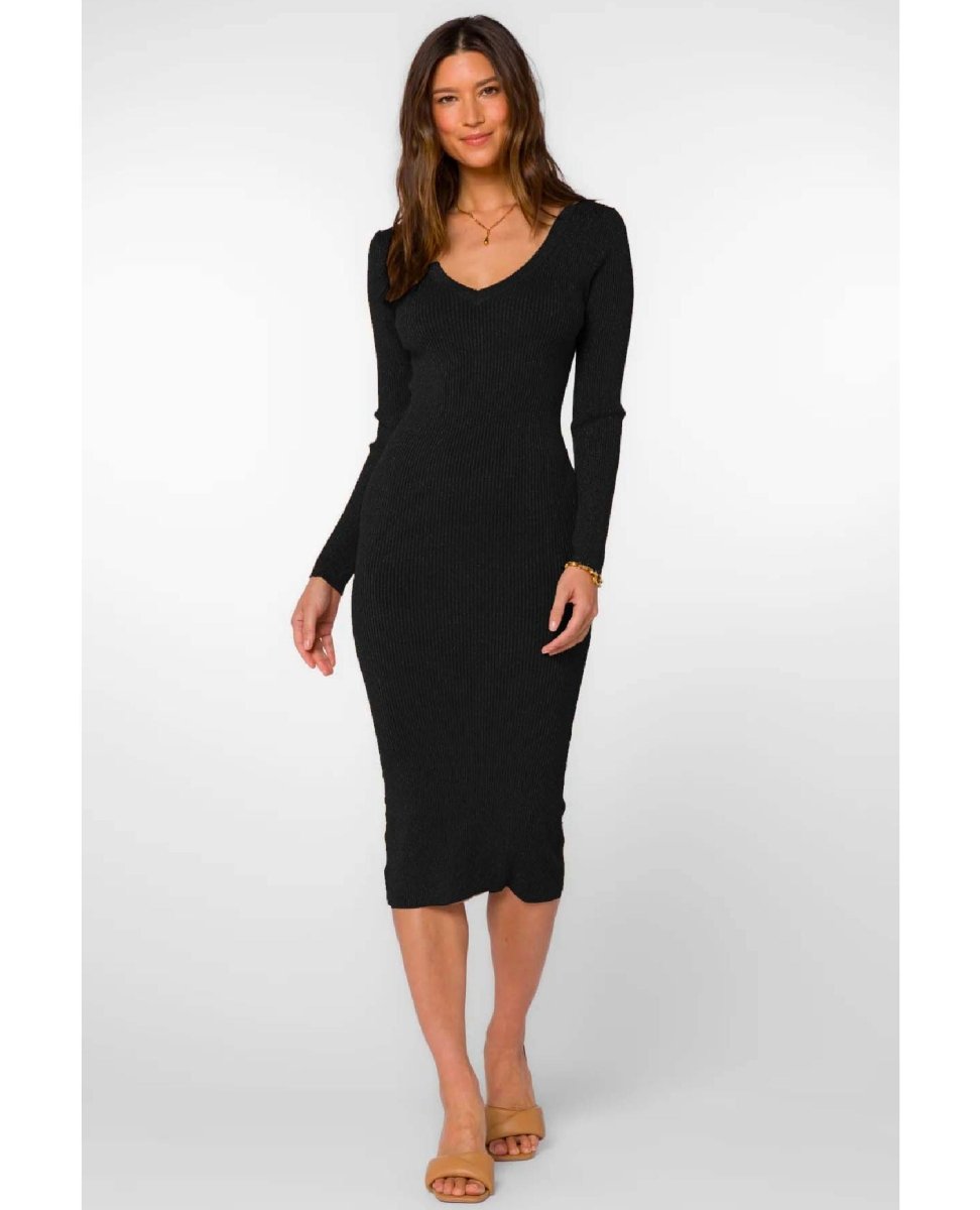 Perfect Black Rib Midi Dress - clearpathherbicide