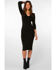 Perfect Black Rib Midi Dress - PINK ARROWS