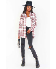 Perfect Plaid Layering Shirt Red Combo - PINK ARROWS