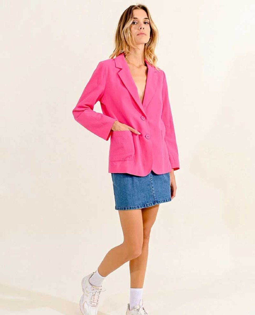 Perfectly Pink Button Blazer - miamidrugpossession