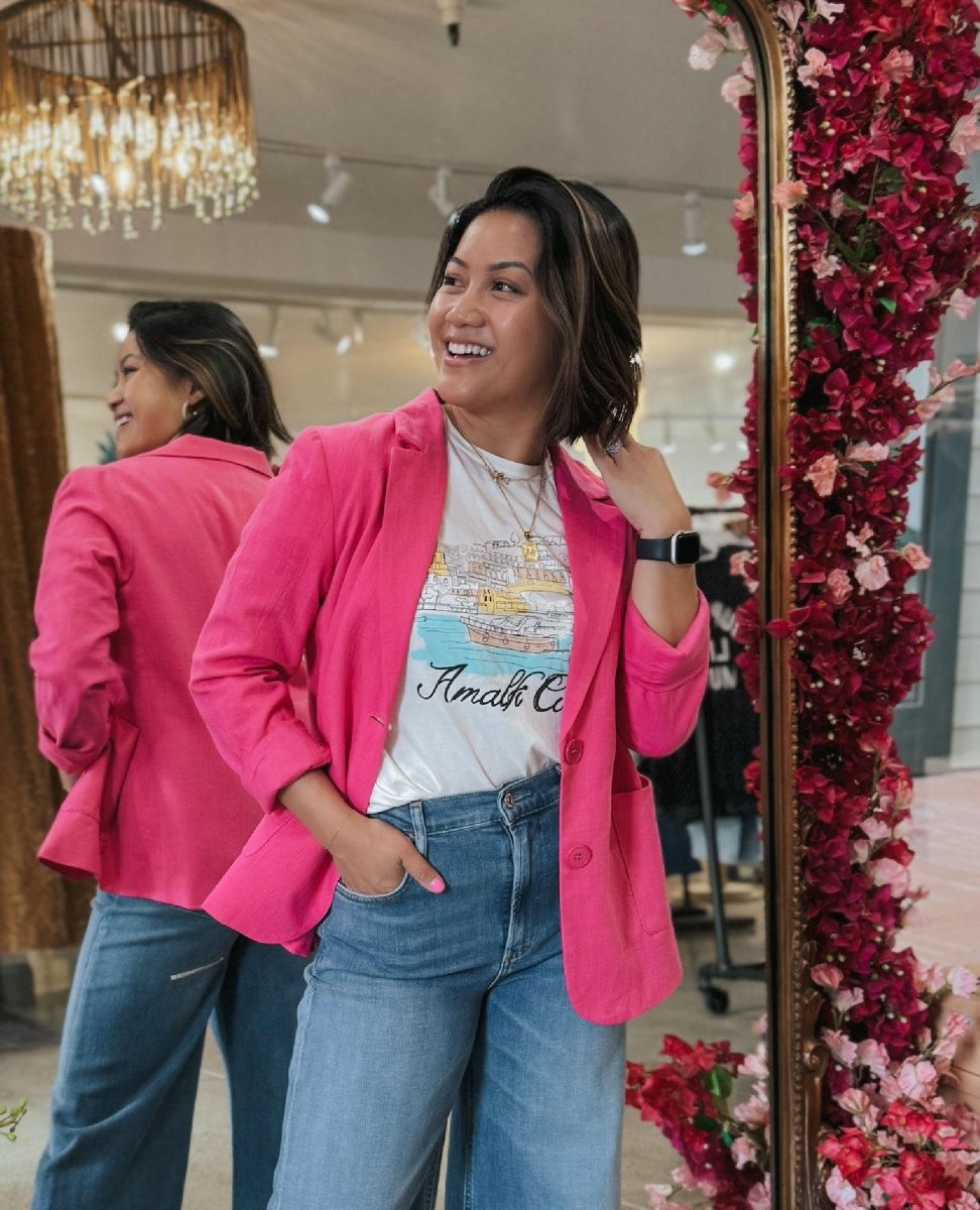 Perfectly Pink Button Blazer - PINK ARROWS