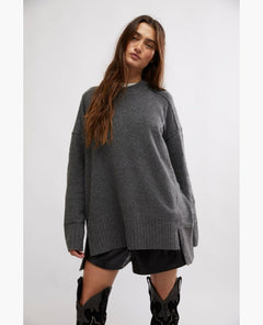 Phoebe Pullover Dark Heather Grey - PINK ARROWS