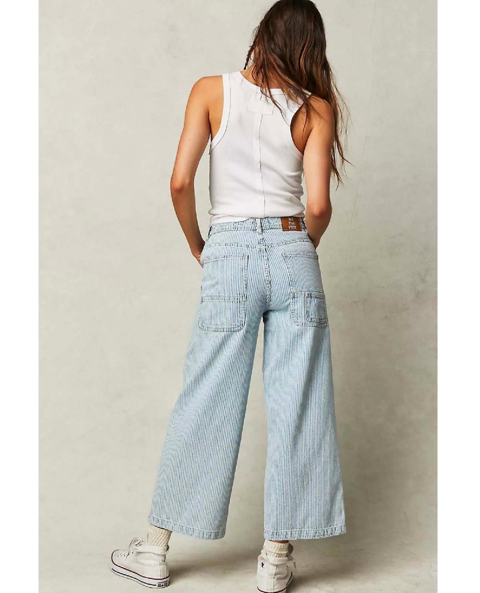 Piper Mid - Rise Crop Wide - Leg Jeans Worn Railroad - miamidrugpossession