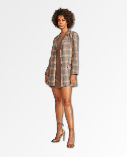 Plaid For You Blazer Brown Combo - miamidrugpossession