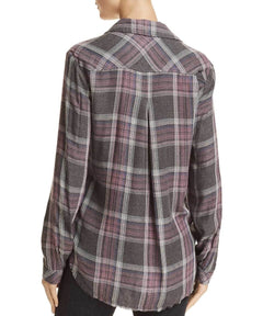 Plaid Frayed Long Sleeve, Charcoal - clearpathherbicide