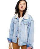 Plaid Lined Sherpa Trucker Jacket, Blue - miamidrugpossession