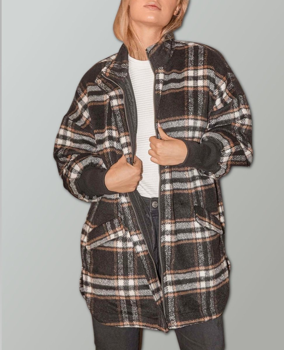 Plaid Times Coat Black Combo - clearpathherbicide