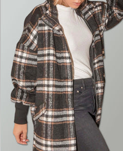 Plaid Times Coat Black Combo - miamidrugpossession