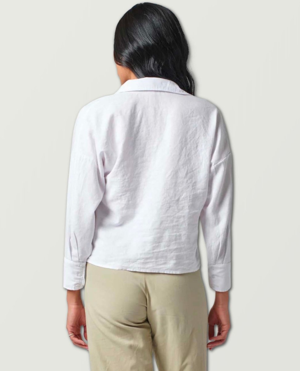 Poplin LS Twist Front White Shirt - miamidrugpossession