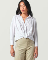 Poplin LS Twist Front White Shirt - clearpathherbicide