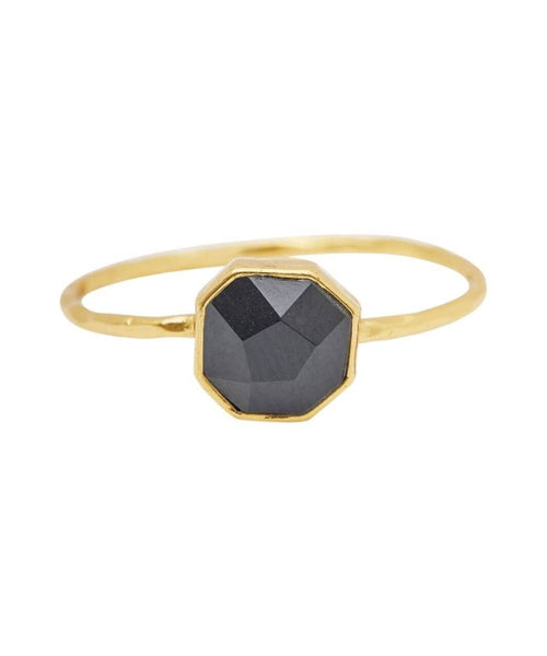 Power Gemstone Black Onyx Charm Ring, Gold - clearpathherbicide