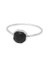 Power Gemstone Black Onyx Charm Ring, Silver - miamidrugpossession