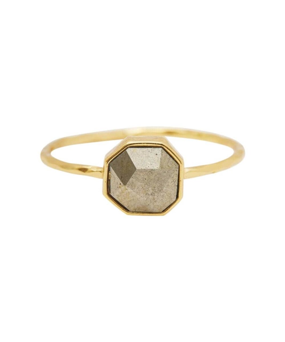 Power Gemstone Pyrite Charm Ring, Gold - miamidrugpossession