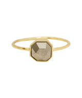 Power Gemstone Pyrite Charm Ring, Gold - miamidrugpossession