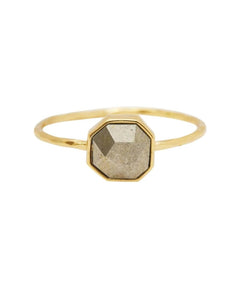 Power Gemstone Pyrite Charm Ring, Gold - clearpathherbicide