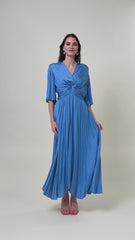 Maxi A-line V-neck Dress Coastal Blue