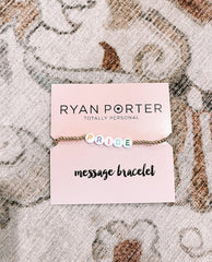 PRIDE Letters Stretch Gold Bracelet - PINK ARROWS