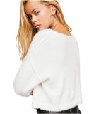 Princess V - Neck Sweater, White - clearpathherbicide