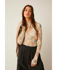 Printed Lady Lux Layering Top Tea - PINK ARROWS