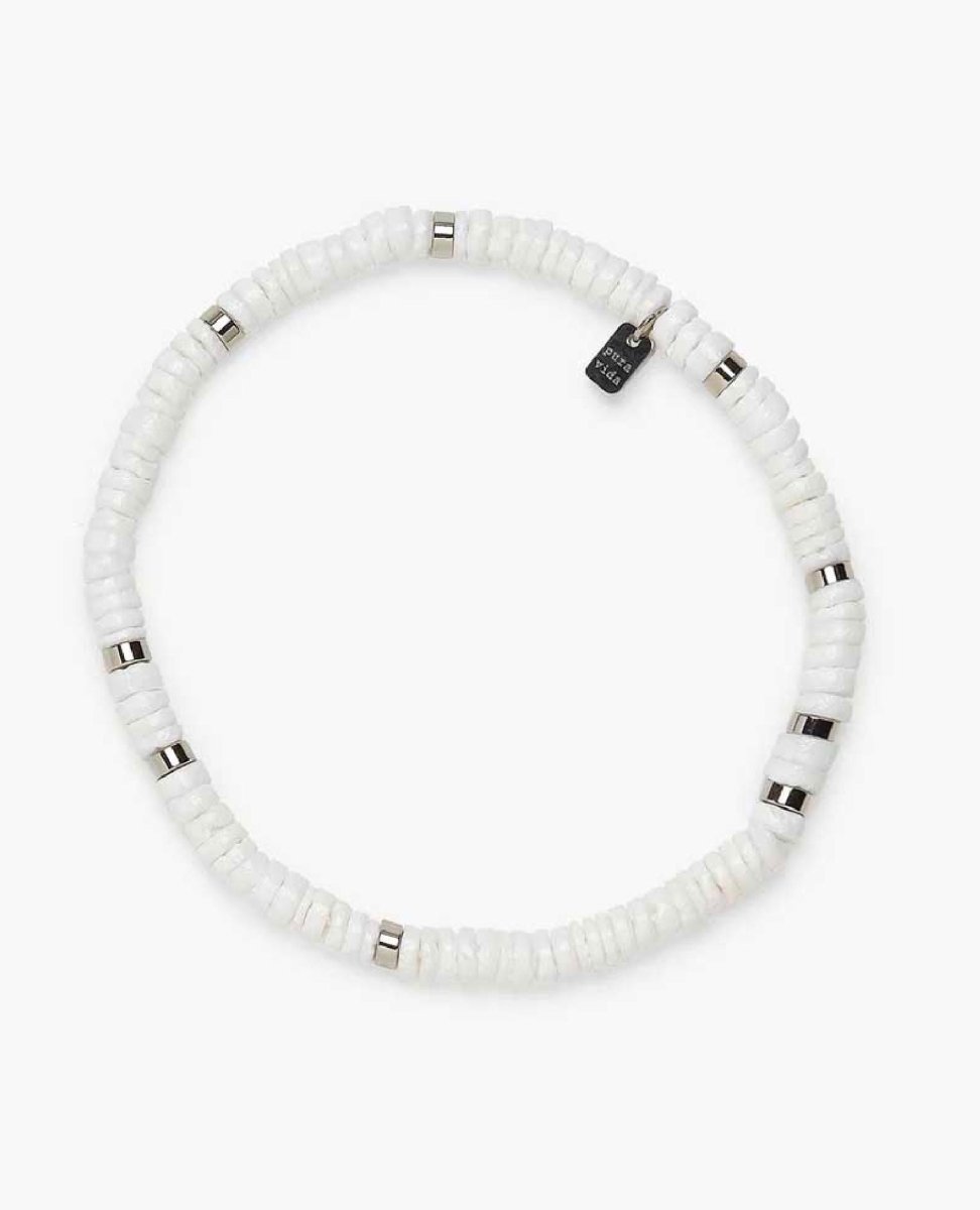 Puka Shell Stretch White Anklet - clearpathherbicide