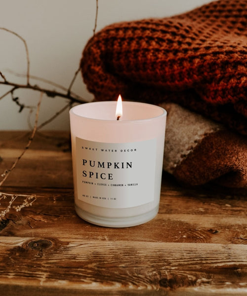 Pumpkin Spice Soy Candle | White Jar Candle+ Wood Lid - clearpathherbicide