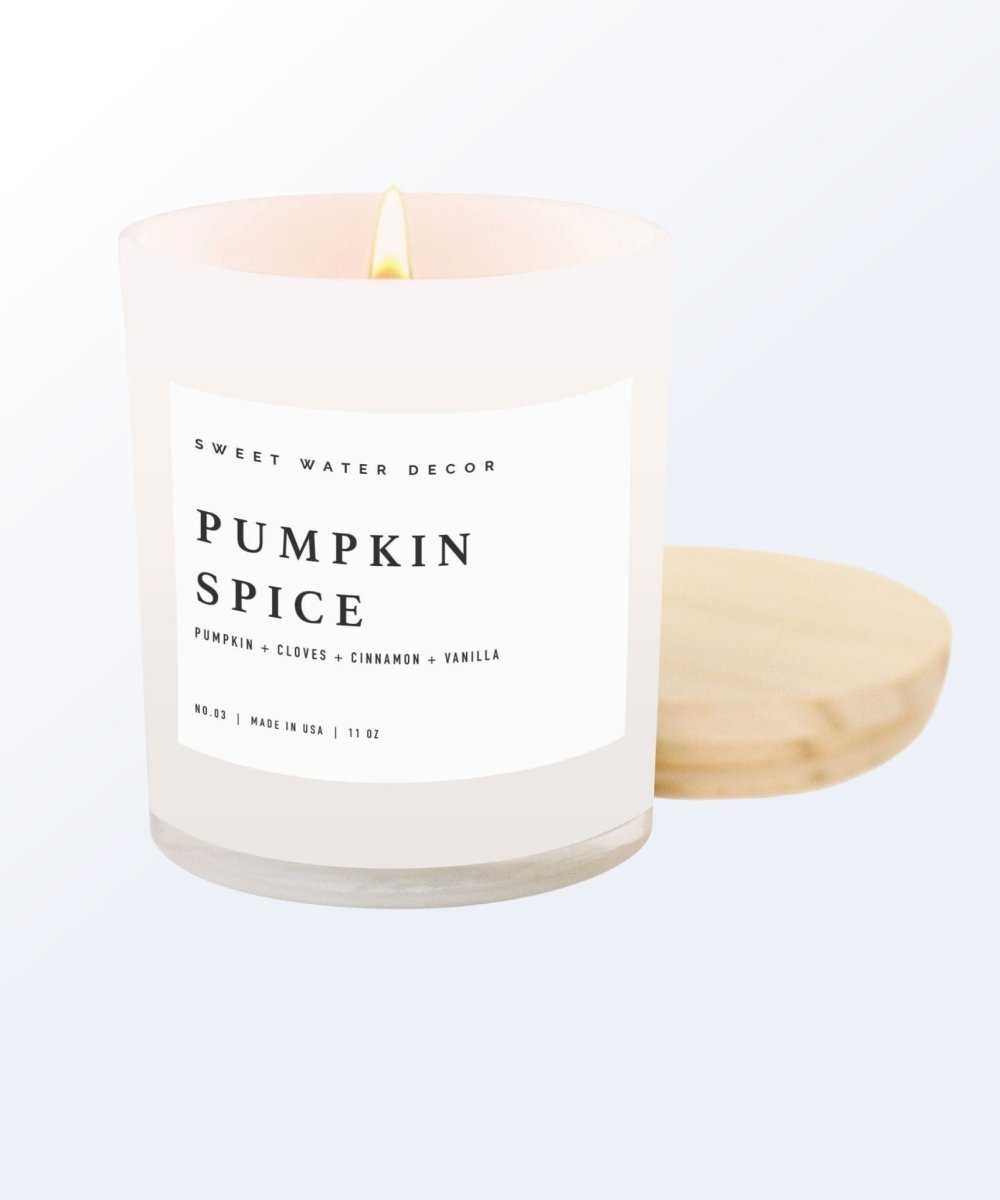 Pumpkin Spice Soy Candle | White Jar Candle+ Wood Lid - clearpathherbicide