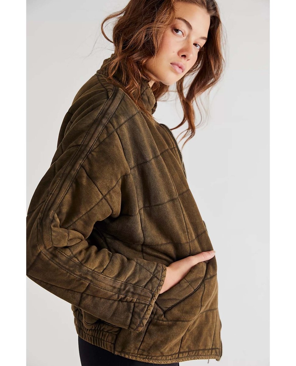 Quilted Dolman Jacket Dusted Military - miamidrugpossession