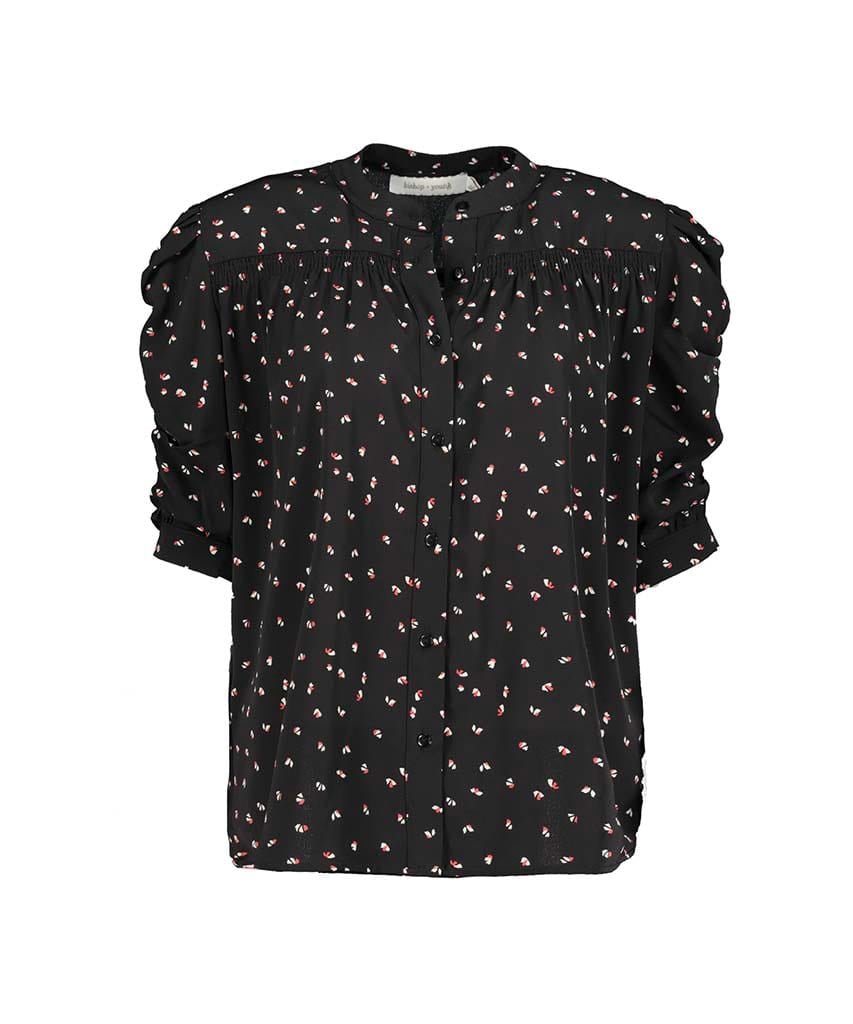 Rachel Ruched Sleeve Blouse Black - miamidrugpossession