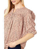 Rachel Ruched Sleeve Blouse Blush Animal - miamidrugpossession