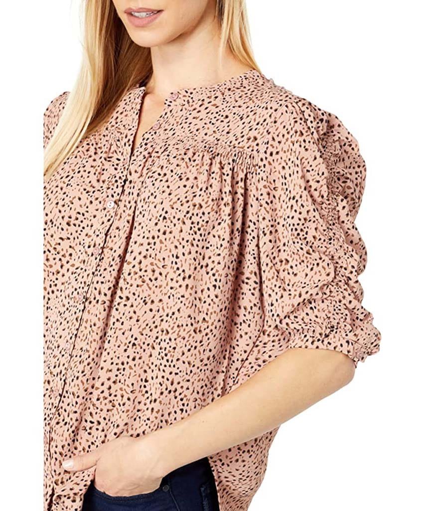 Rachel Ruched Sleeve Blouse Blush Animal - clearpathherbicide