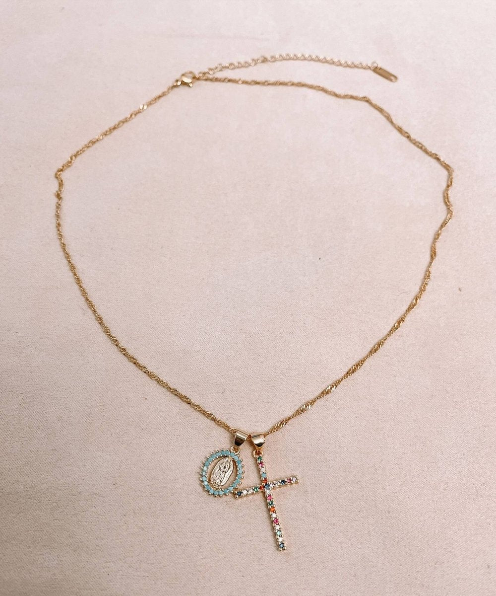 Radiant Double Charm Cross Pendant - miamidrugpossession