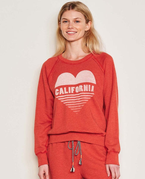 Raglan Sweatshirt Cali Heart Burnt Red - clearpathherbicide