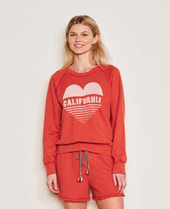 Raglan Sweatshirt Cali Heart Burnt Red - miamidrugpossession