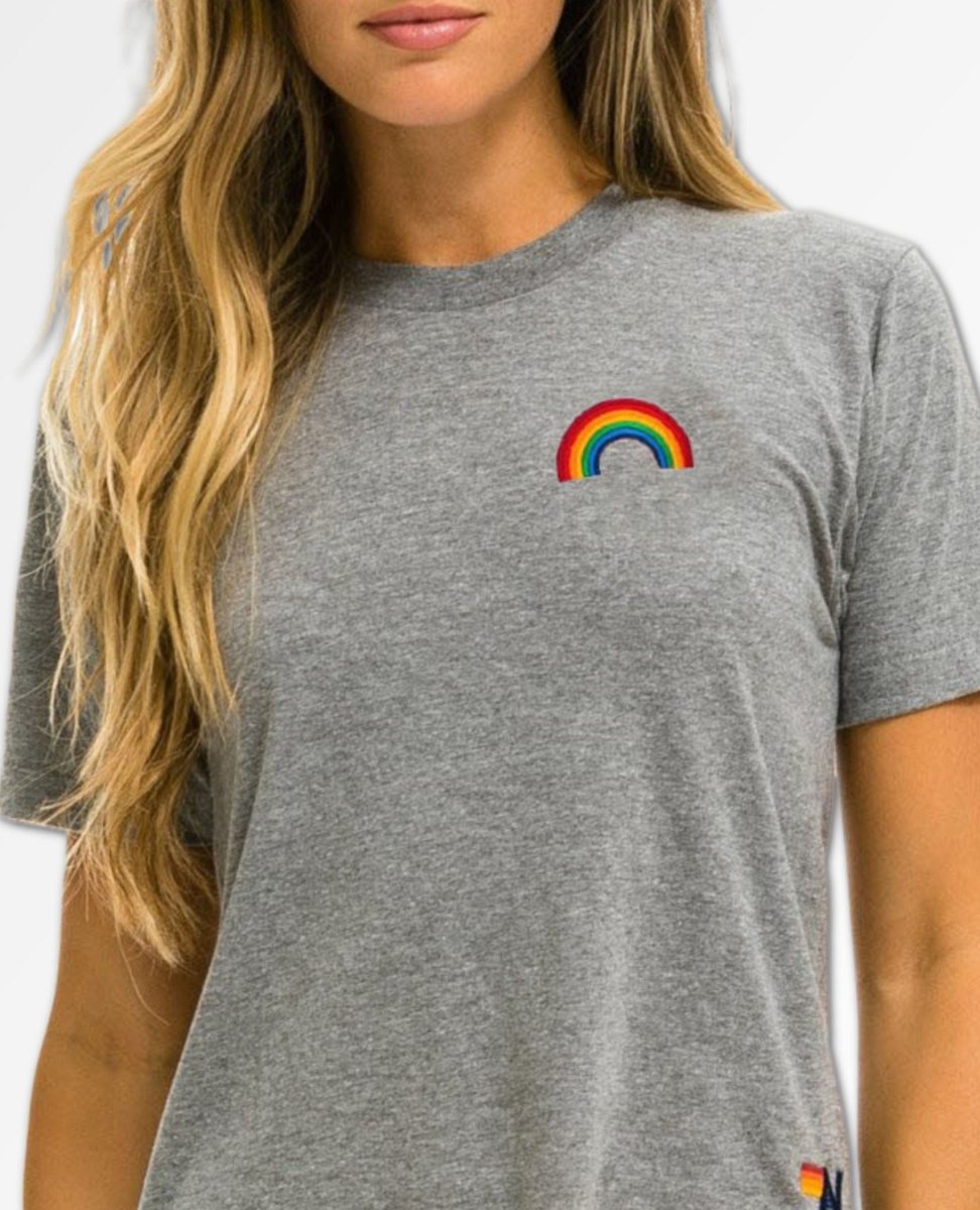 Rainbow Boyfriend Embroidery Tee Heather Grey - miamidrugpossession