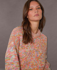 Rainbow Cozy Crew Sweater - PINK ARROWS