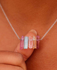 Rainbow Crystal Necklace Silver - miamidrugpossession