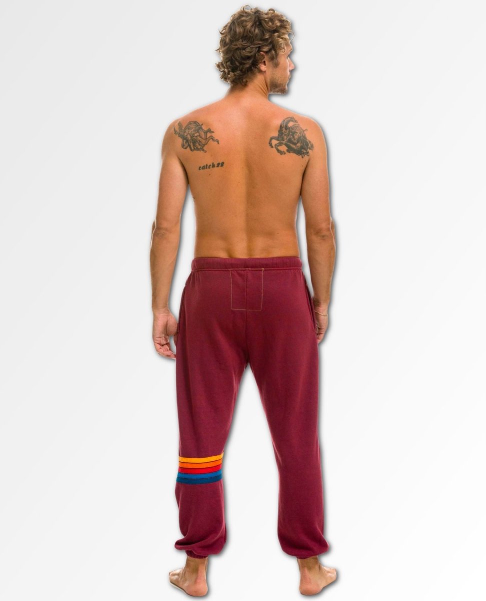 Rainbow Stitch Sweatpants Plum Unisex (Pockets) - miamidrugpossession