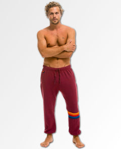 Rainbow Stitch Sweatpants Plum Unisex (Pockets) - clearpathherbicide